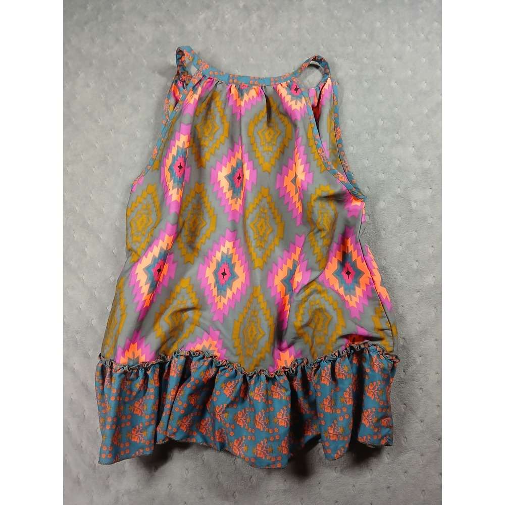 Live Happy - Medium Halter RuffleHem Tank Top NeonBoho Festival DopamineDressing - Picture 3 of 3
